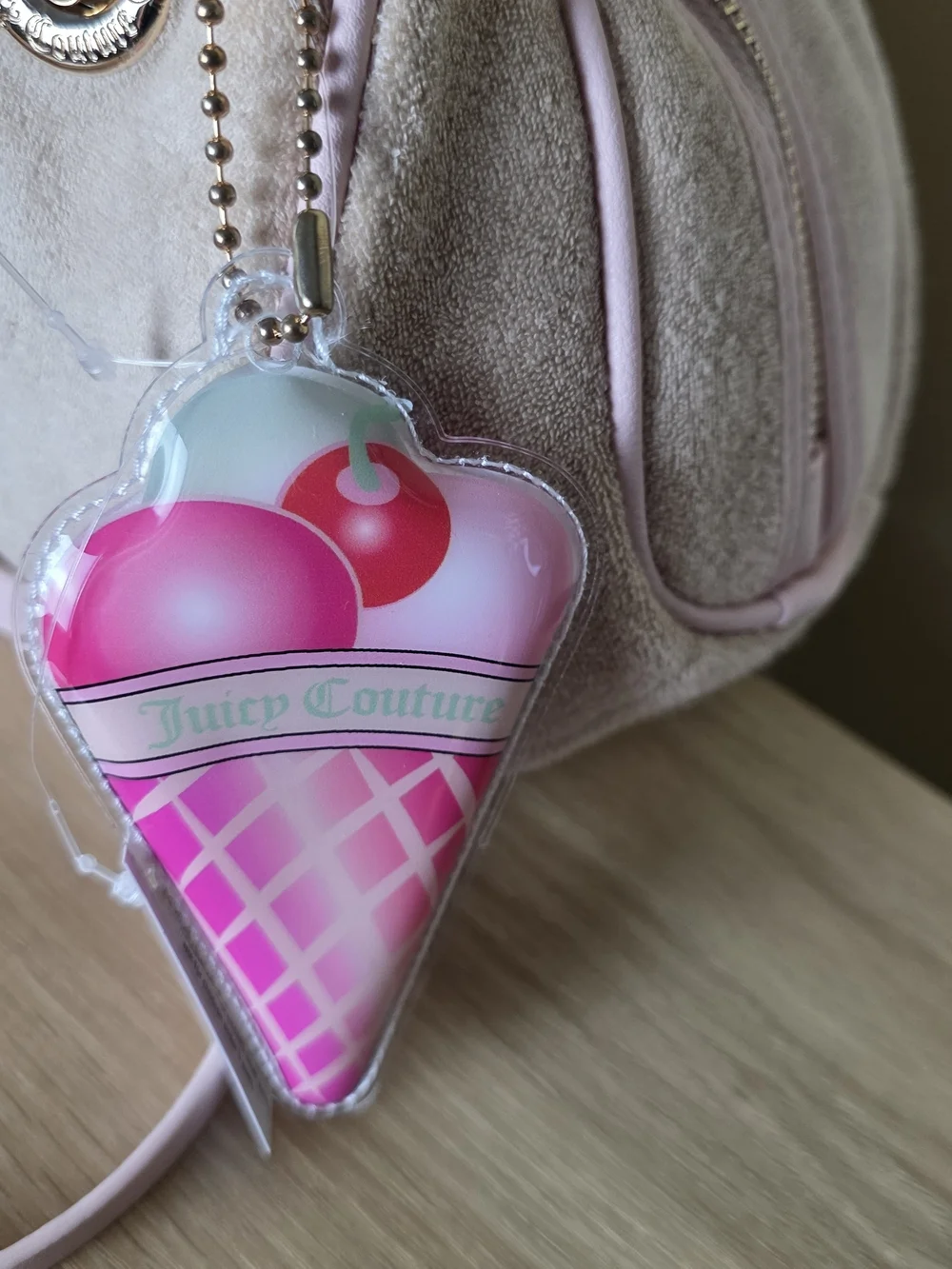 Juicy Couture Sugar Rush  Satchel with Ice Cream Charm In Buff Beige